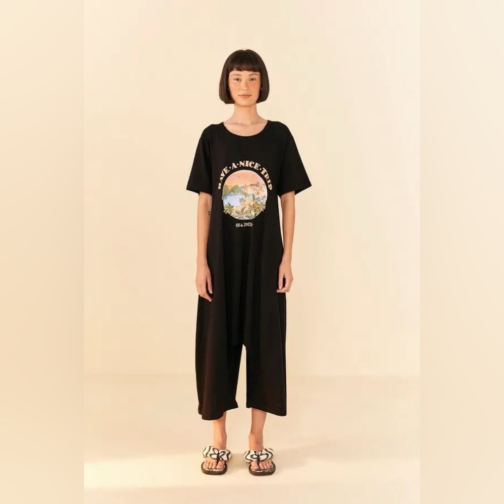 FARM Rio Black Graphic Romper